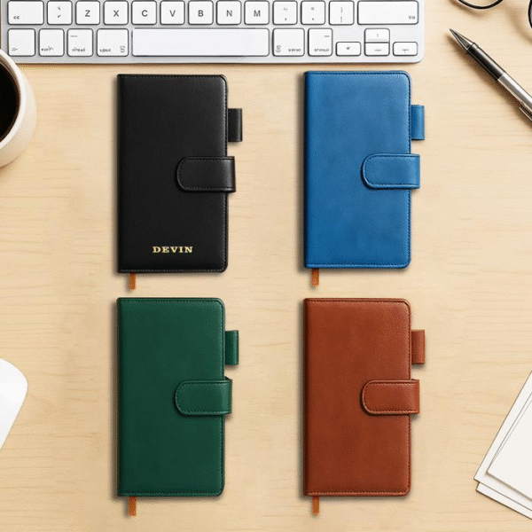 Portable thickened leather snap - button notebook
